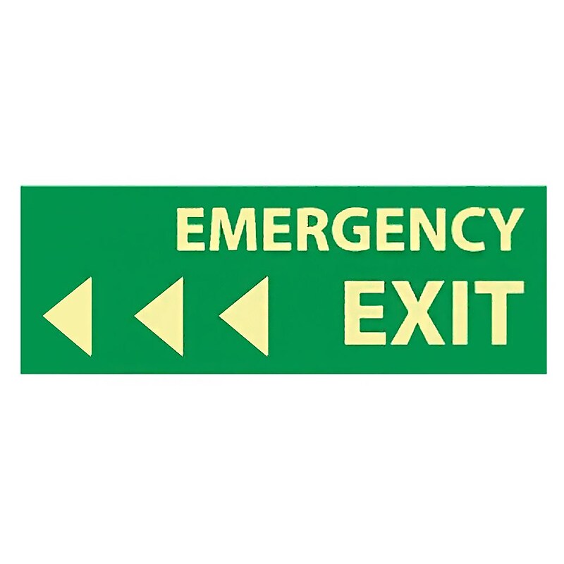 Emergency Exit (W/ Left Arrow), 5" x 14", Adhesive Glow image 1