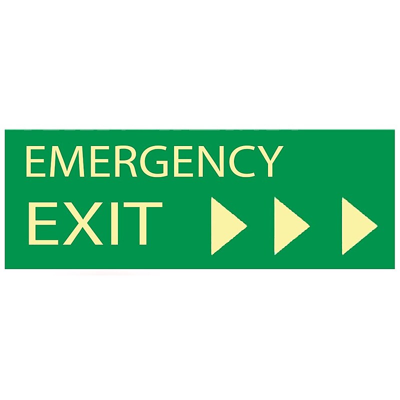 Emergency Exit (W/ Right Arrow), 5" x 14", Adhesive Glow image 1