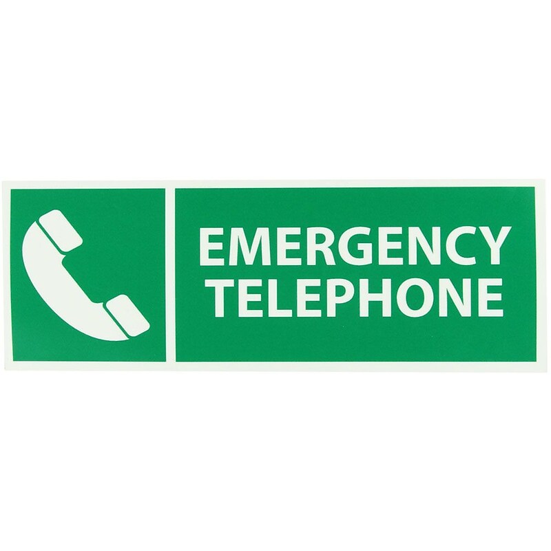 National Marker Emergency Telephone Adhesive Label, 5" x 14", Green/White (GL306P) image 1
