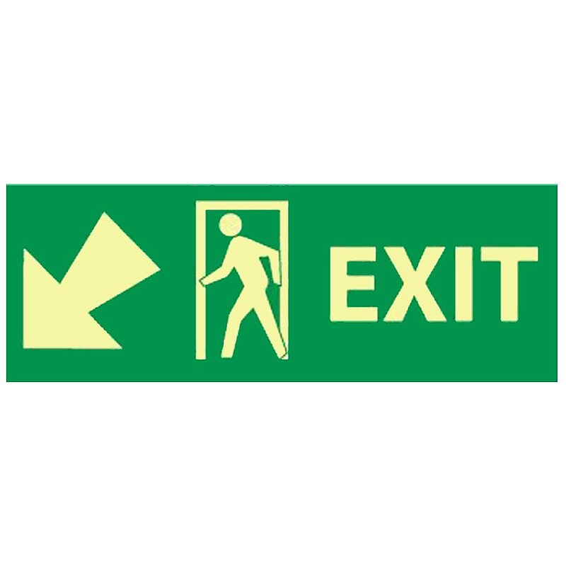 Exit (W/ Door And Left Down Arrow), 5X14, Adhesive Glow image 1