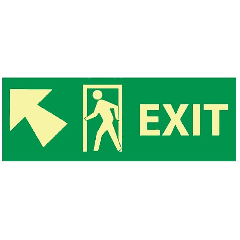 Exit (W/ Door And Left Up Arrow), 5X14, Adhesive Glow image 1