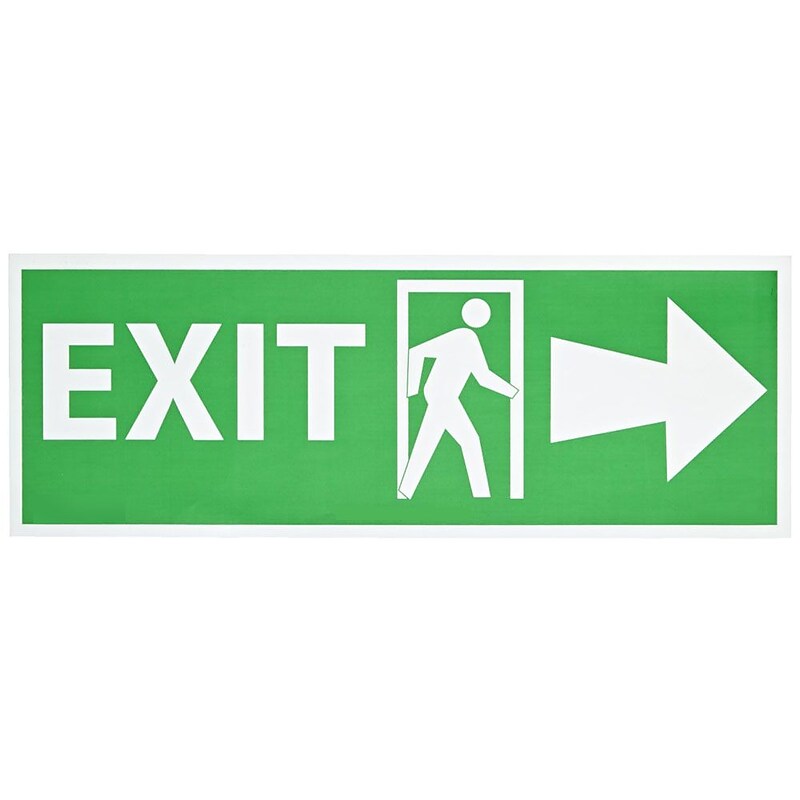 Exit (W/ Door And Right Arrow), 5X14, Adhesive Glow image 1