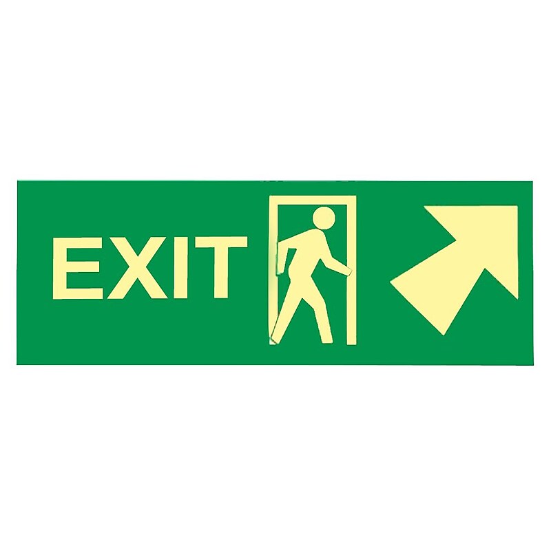 Exit (W/ Door And Right Up Arrow), 5X14, Adhesive Glow image 1