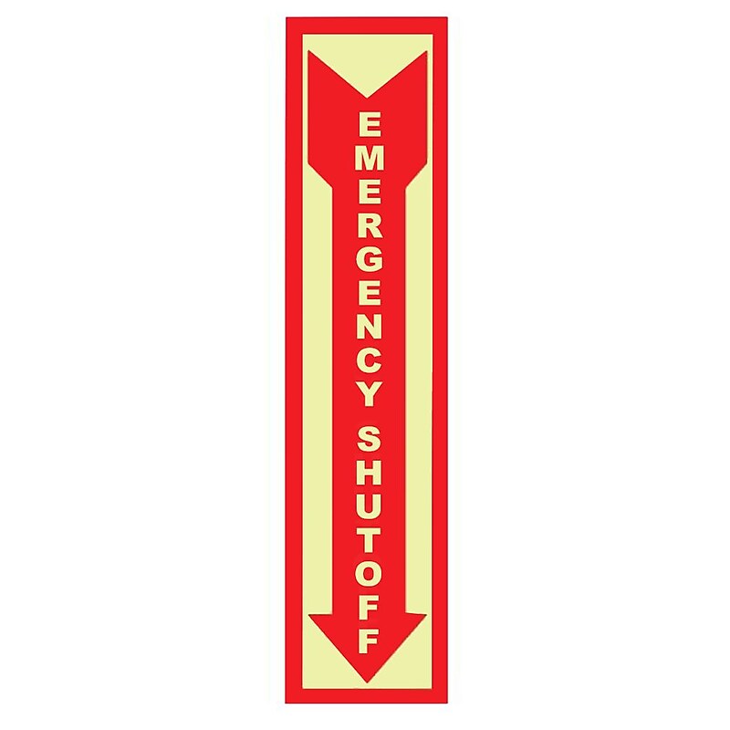 Fire, Emergency Shut Off, 18X4, Adhesive Vinylglow image 1