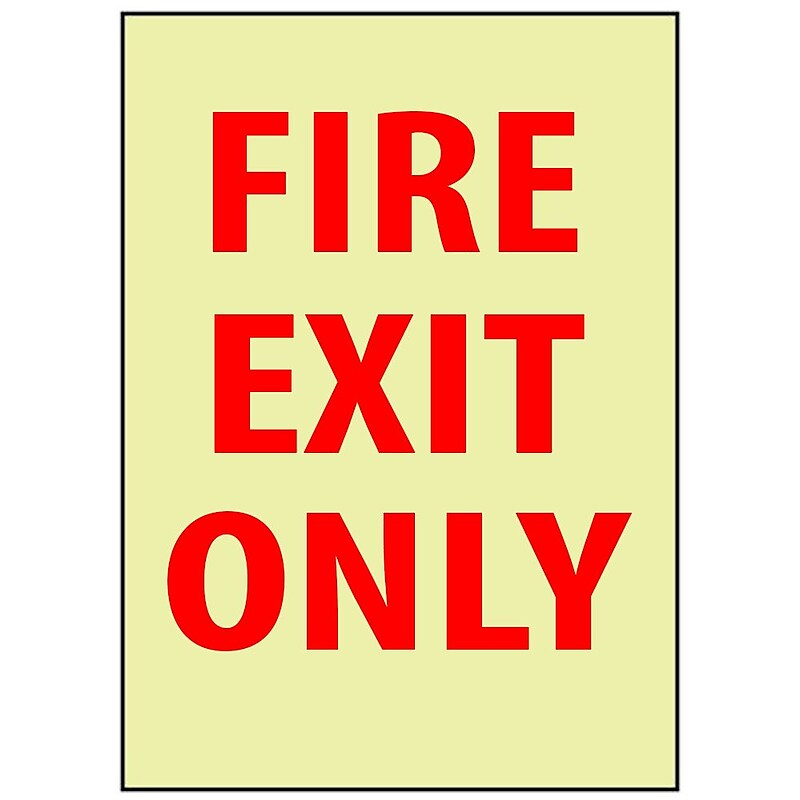 Fire, Fire Exit Only, 14X10, Adhesive Vinylglow image 1