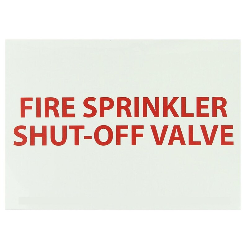 Fire, Fire Sprinkler Shut-Off Valve, 10X14, Adhesive Vinylglow image 1