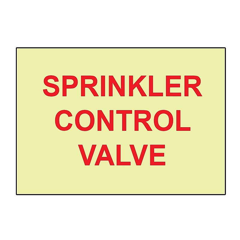 Fire, Sprinkler Control Valve, 10X14, Adhesive Vinylglow image 1