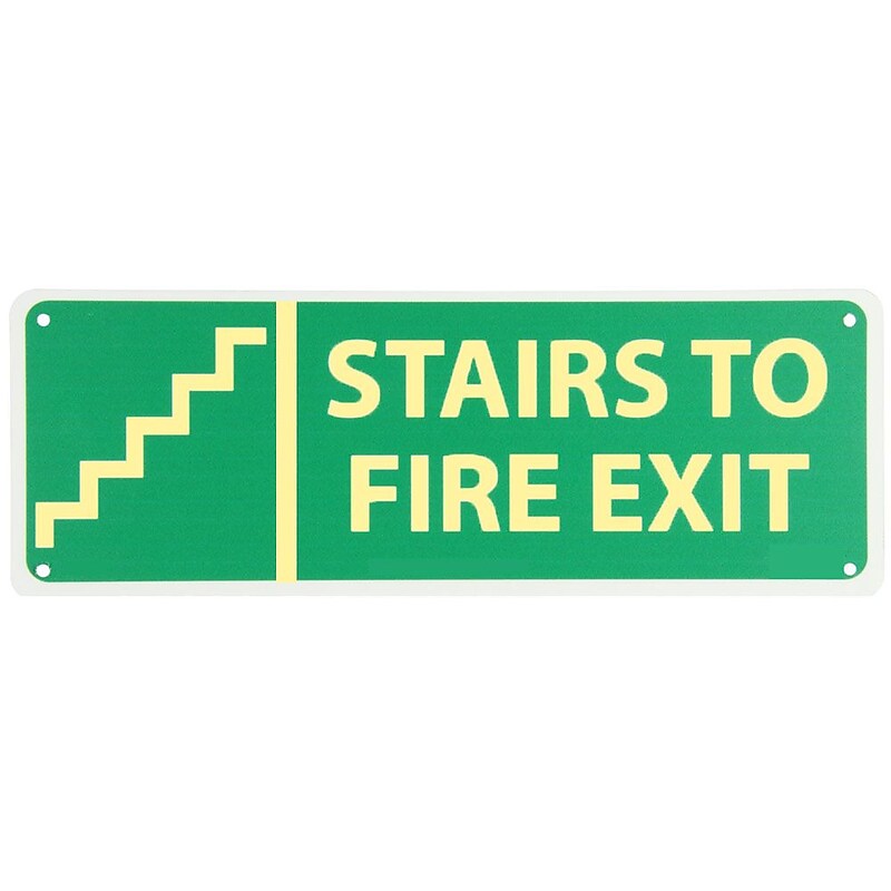 Stairs To Fire Exit (W/ Graphic), 5" x 14", Adhesive Glow image 1