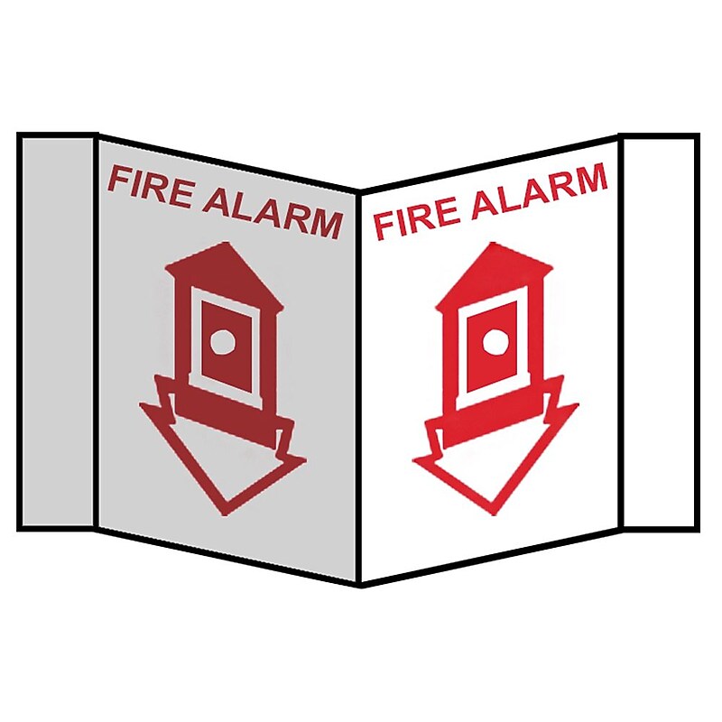 Visi Sign, Fire Alarm, Red, 8X14 1/2, .125 PVC Plastic image 1