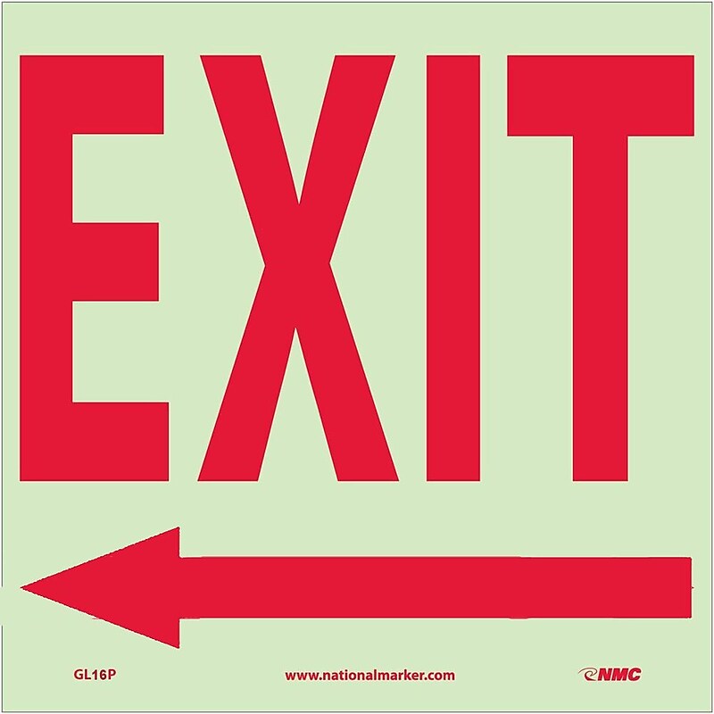 Exit (With Left Arrow), 10X10, Adhesive Glow image 1