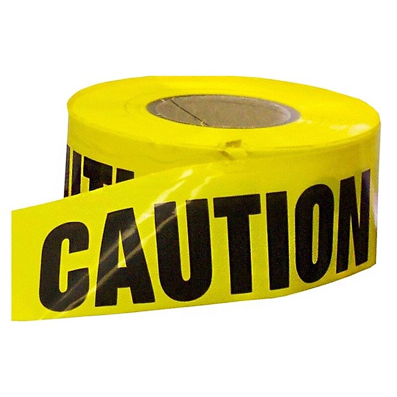 Mutual Industries "CAUTION" Reinforced Barricade Tape, 3" x 500', Yellow (17776-41-3000) image 1