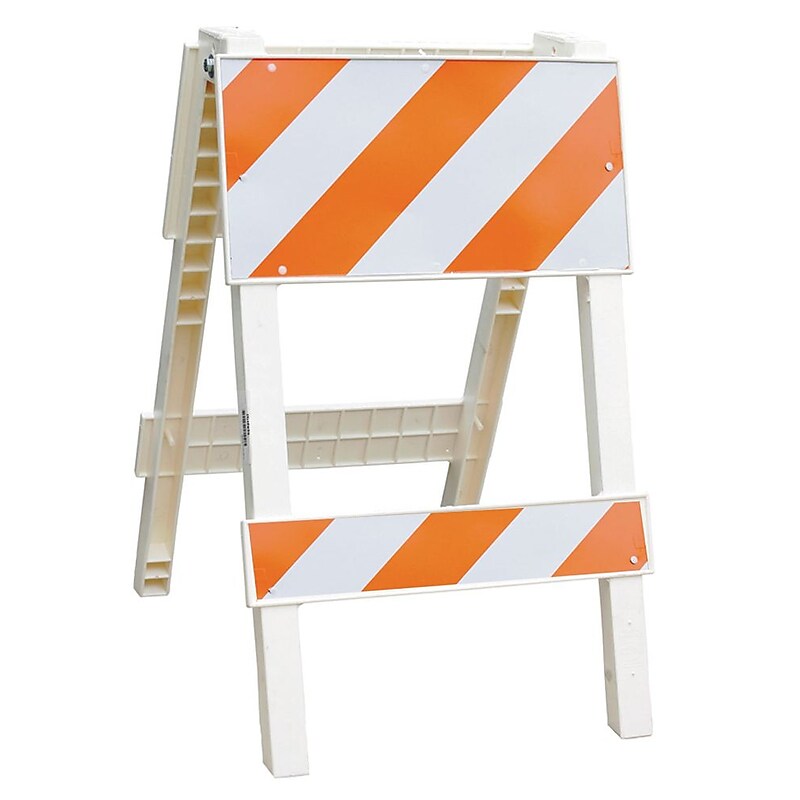 Mutual Industries Type 2 48"8" Plastic Barricade, Orange/White (14672-2-8) image 1