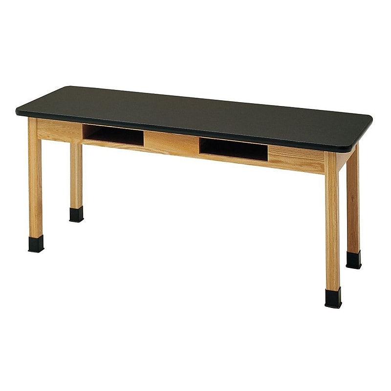 Diversified Woodcrafts Rectangular Science Table, 60" x 24", Black/Oak (C760LBBK30N) image 1