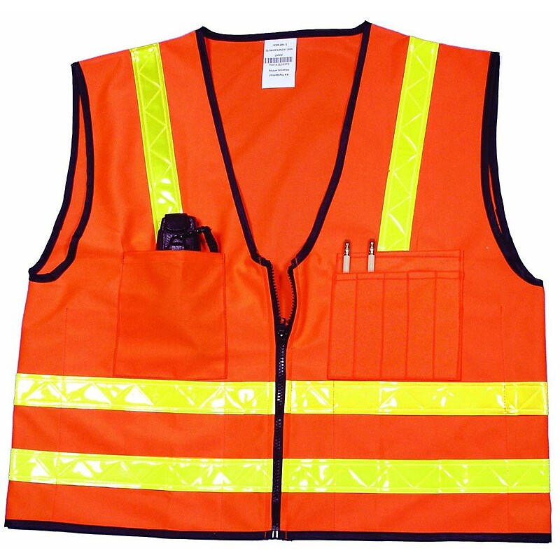Mutual Industries MiViz High Visibility Sleeveless Safety Vest, Orange, X-Large (16309-138-4) image 1