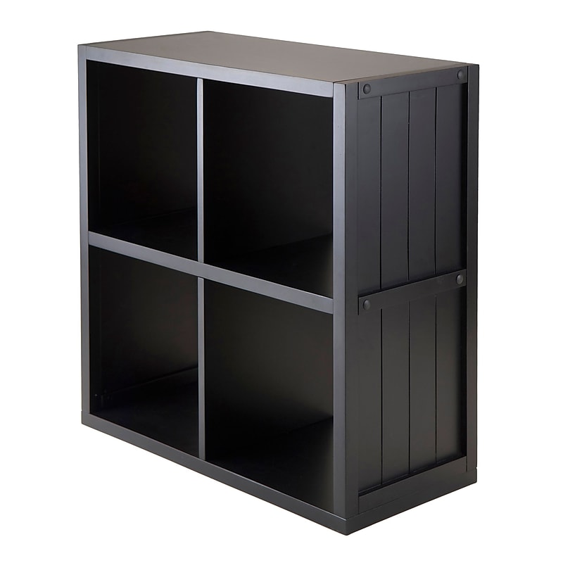 Winsome 20025 2 x 2 Cube Shelf with Wainscoting Panel, Black image 1