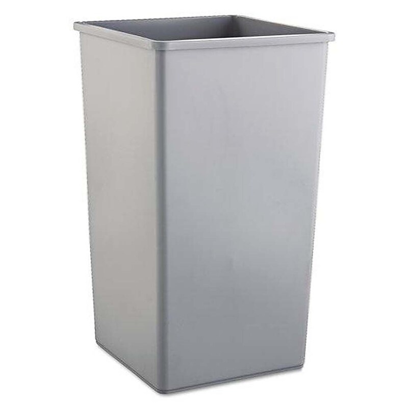 Rubbermaid Untouchable Waste Containers, Square, 50-Gallon, Grey image 1