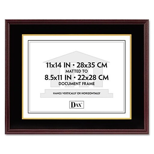 DAX Hardwood Document/Certificate Frame with Mat, 11" x 14", Mahogany at Staples