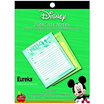 Eureka® Mickey Hello Duplicate Notes, 4" x 6", Multicolored, 50 Forms/Pad (EU-863202)