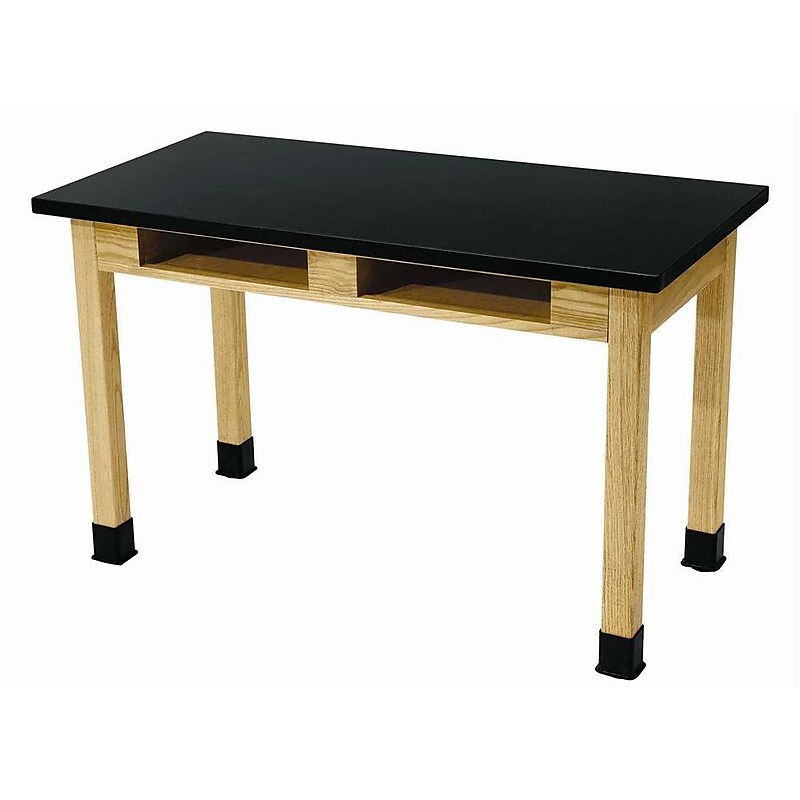 National Public Seating Chemical Resistant Series Rectangular Science Table, 30" x 72", Black/Ashwood (SLT1-3072CB) image 1