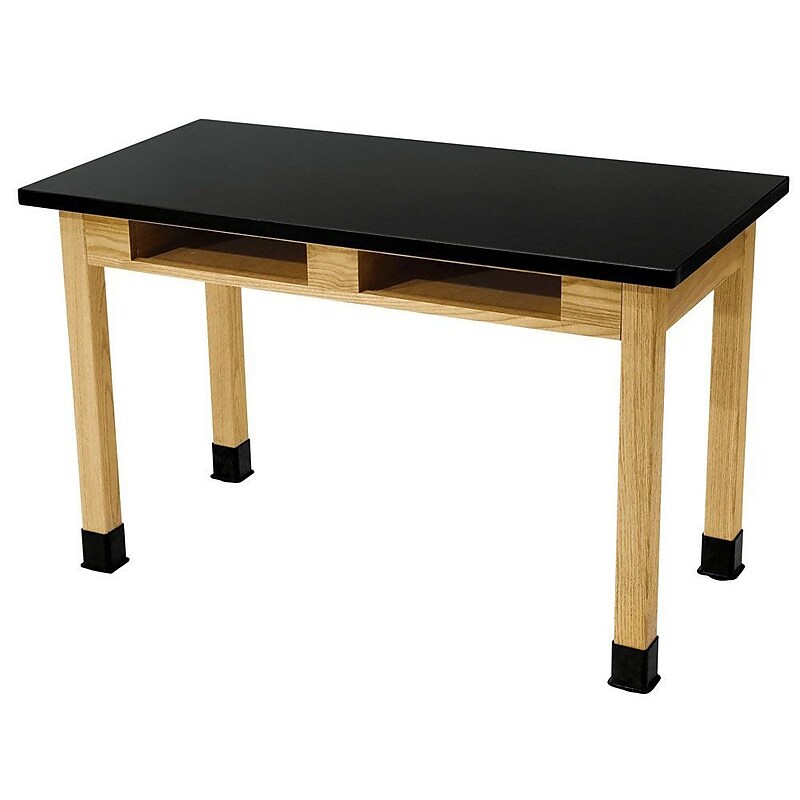 National Public Seating Chemical Resistant Series Rectangular Science Table, 30" x 72", Black/Ashwood (SLT2-3072CB) image 1