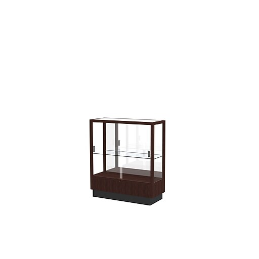 Waddell 40" x 36" Wood & Glass Tower Display Case, Espresso Staples