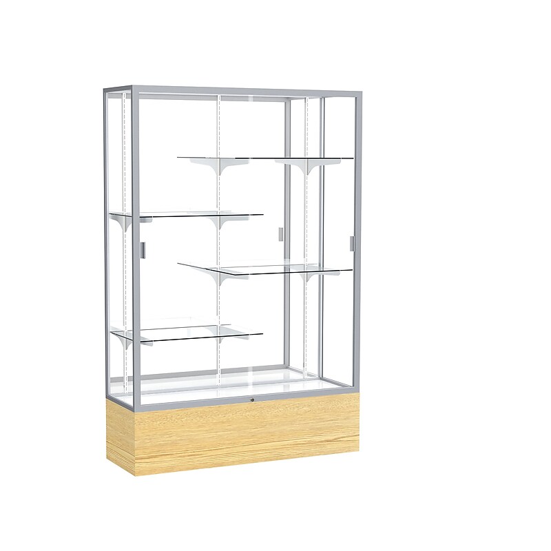 Ghent 48" x 72" Aluminum Display Case, Light Oak image 1