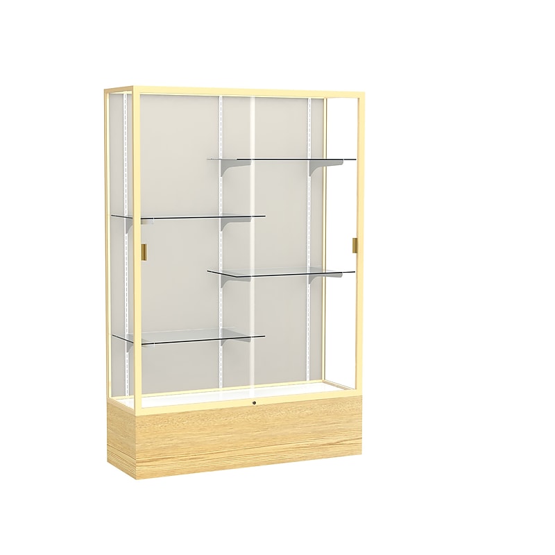 Ghent 72" x 48" Aluminum Display Case, Light Oak image 1