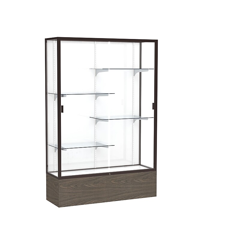 Ghent 72" x 48" Aluminum & Wood Display Case, Walnut image 1