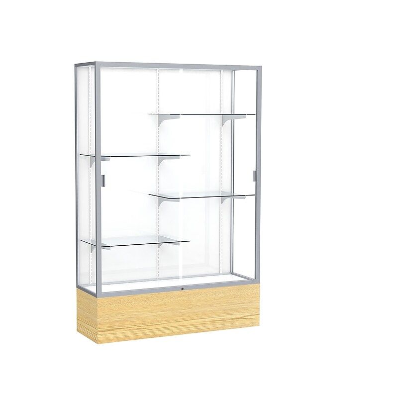 Ghent 72" x 48" Metal Display Case, Light Oak image 1