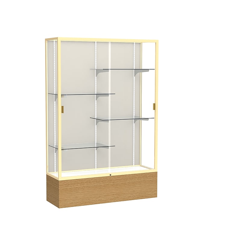 Ghent 72" x 48" Aluminum Display Case, Autumn Oak image 1