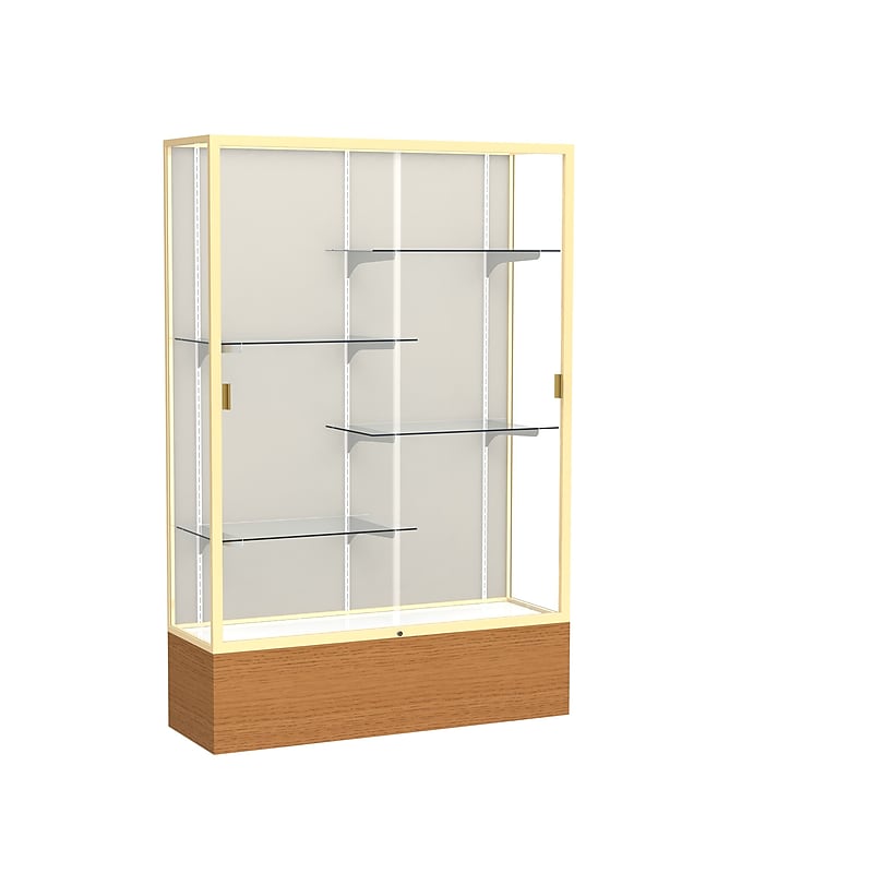 Ghent 72" x 48" Aluminum Display Case, Carmel Oak image 1
