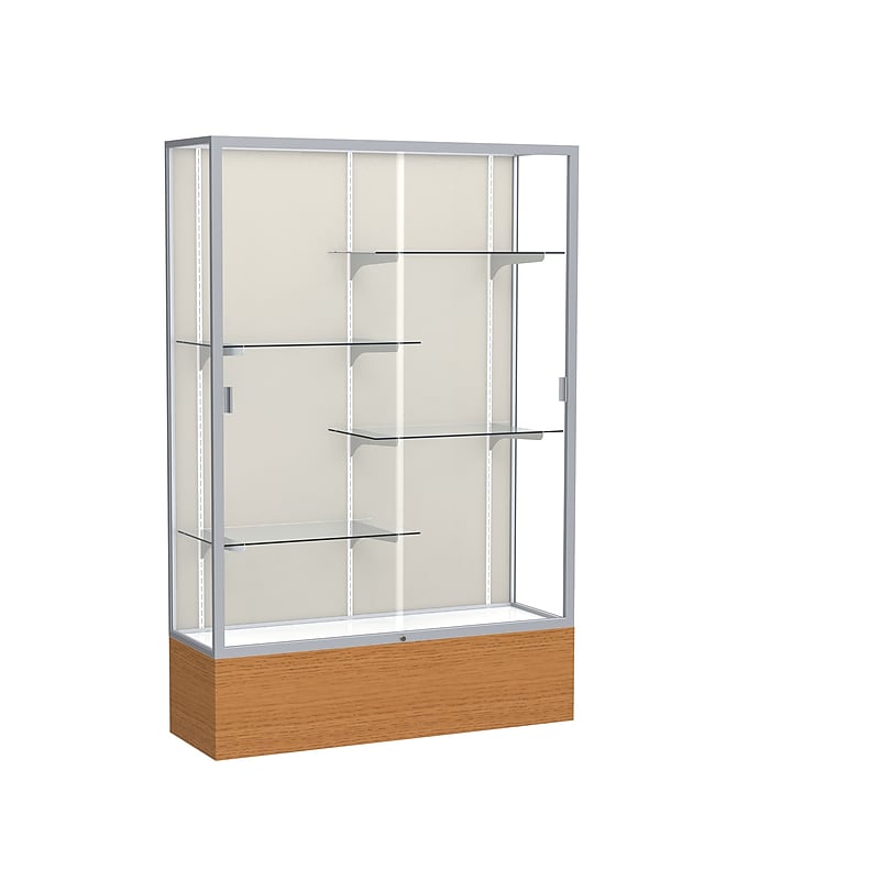 Ghent 72" x 48" Wood, Aluminum & Glass Display Case, Carmel Oak image 1