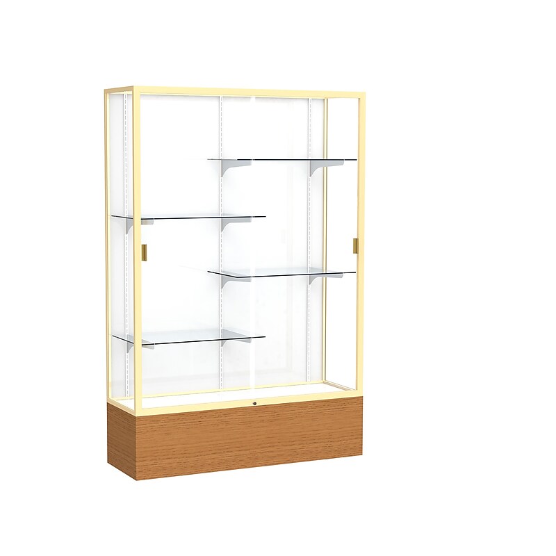 Ghent 72" x 48" Metal & Glass Display Case, Carmel Oak image 1