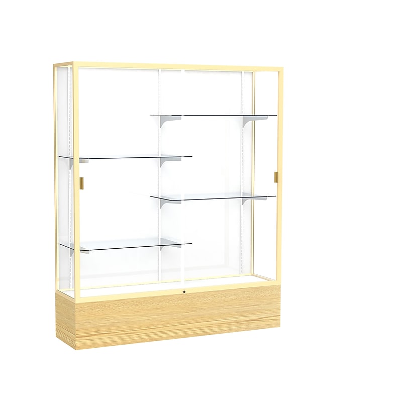 Ghent 72" x 60" Metal & Glass Reliant Display Case, Light Oak image 1