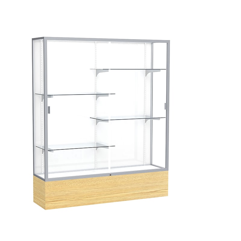 Ghent 70" x 60" Metal & Glass Trophy Display Case, Light Oak image 1