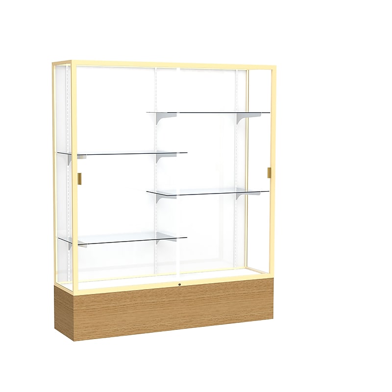 Ghent 72" x 60" Metal & Glass Reliant Display Case, Autumn Oak image 1