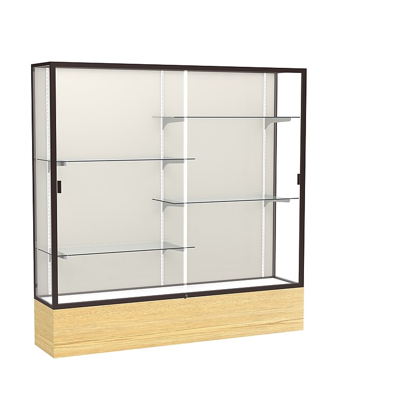 Ghent 72" x 72" Metal & Glass Reliant Display Case, Light Oak image 1