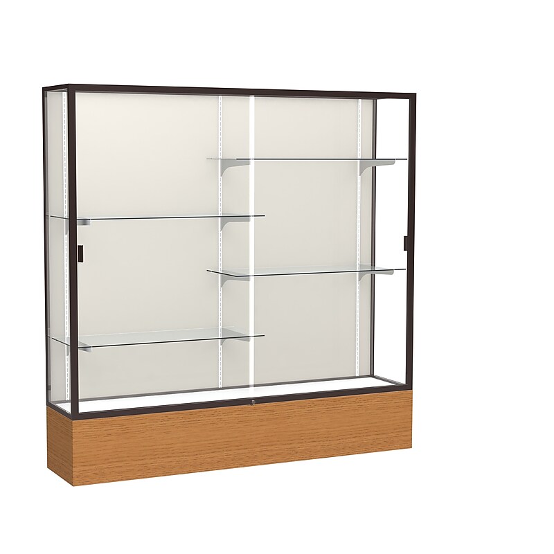 Ghent 72" x 72" Metal & Glass Reliant Display Case, Carmel Oak image 1