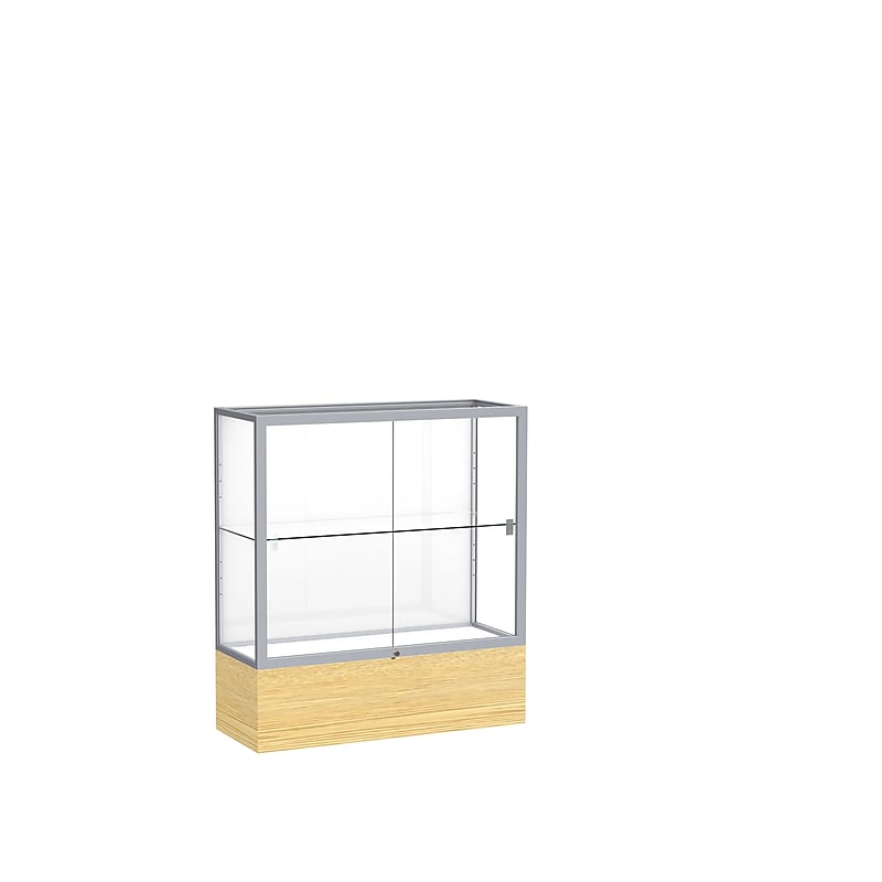 Ghent 36" x 40" Aluminum & Wood Display Case, Light Oak image 1