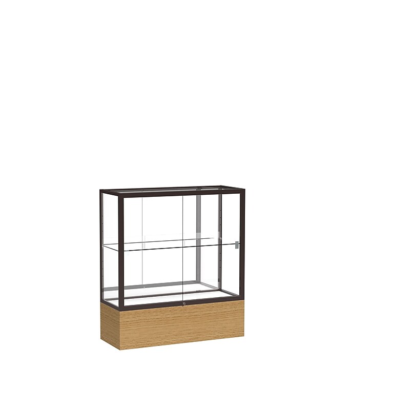 Ghent 40" x 36" Metal & Glass Display Case, Autumn Oak image 1