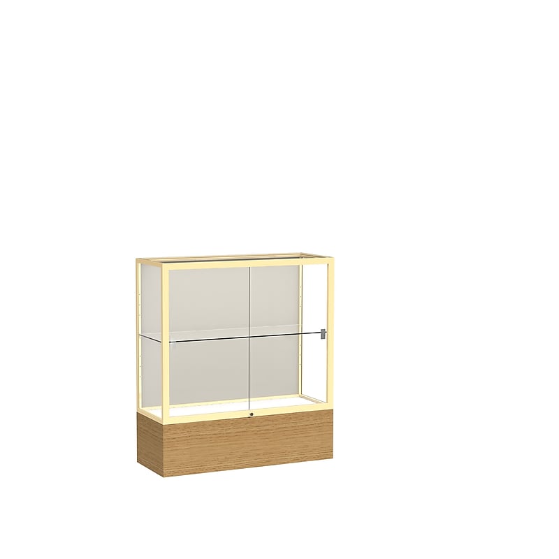 Ghent 40" x 36" Metal & Glass Trophy Display Case, Autumn Oak image 1