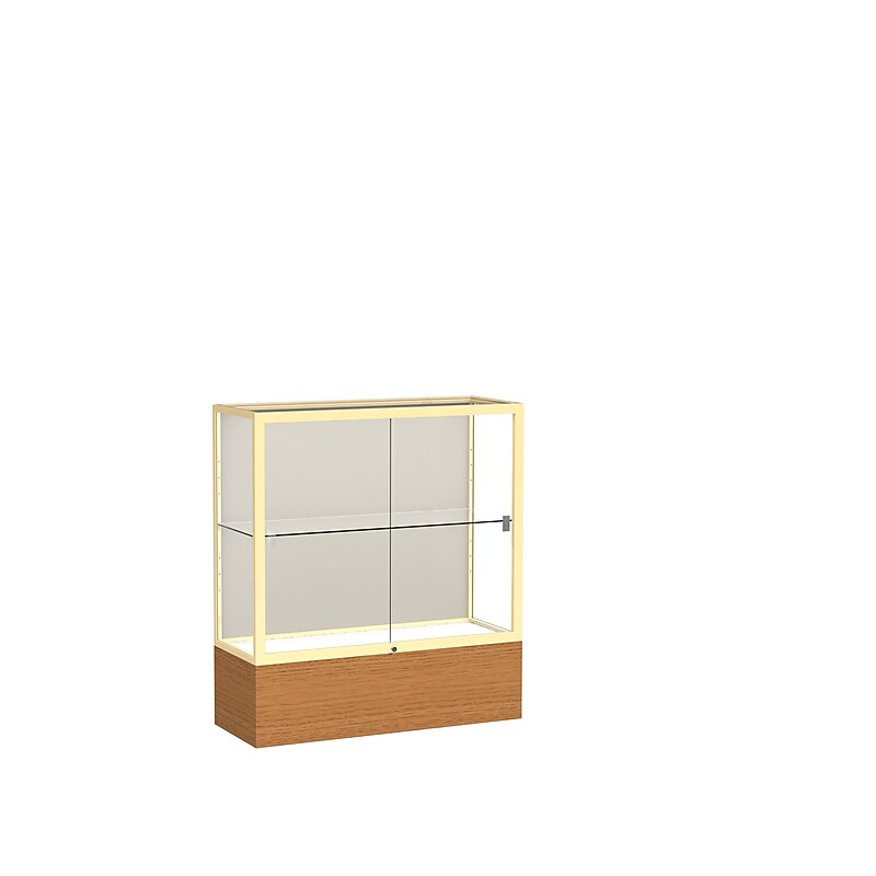 Ghent 40" x 36" Metal & Glass Trophy Display Case, Carmel Oak image 1