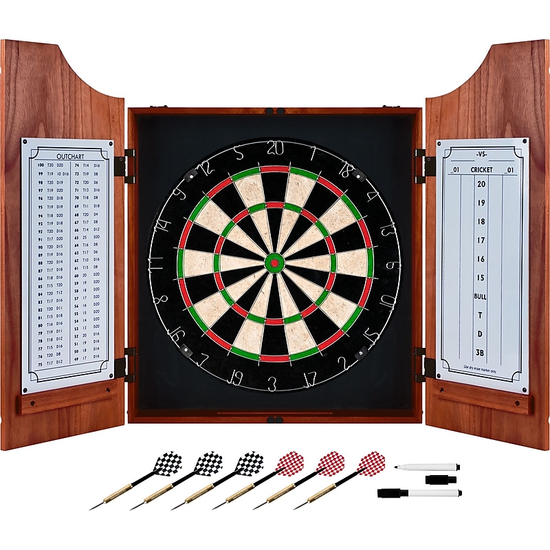 Trademark Games™ Pro Style Board/Darts Beveled Wood Dart Cabinet Set image 1