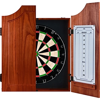 Trademark Games™ Pro Style Board/Darts Beveled Wood Dart Cabinet Set