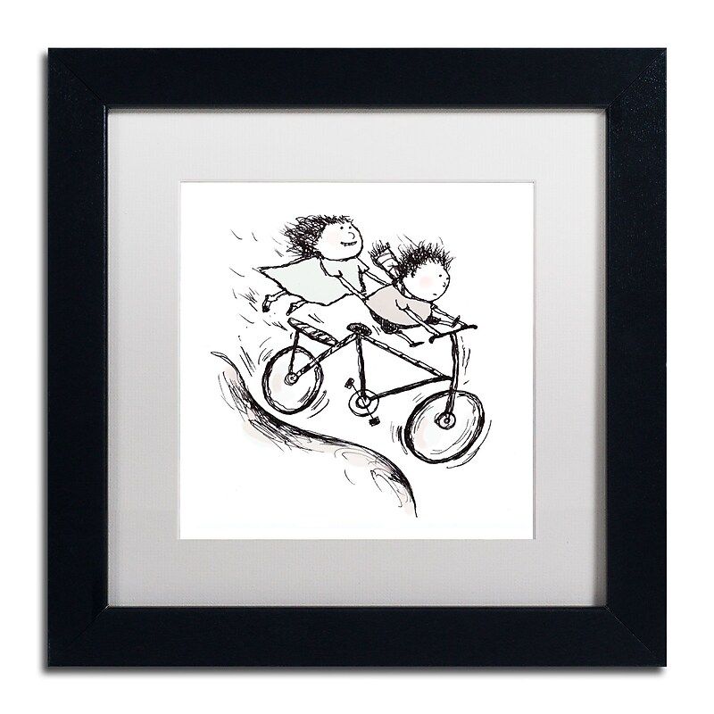 Trademark Carla Martell "Bike Kids" Art, White Matte W/Black Frame, 11" x 11" image 1