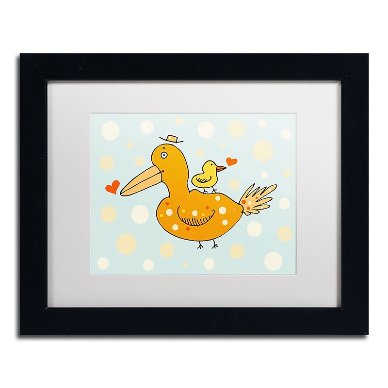Trademark Carla Martell "Bird and Baby" Art, White Matte W/Black Frame, 11" x 14" image 1