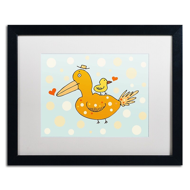 Trademark Carla Martell "Bird and Baby" Art, White Matte W/Black Frame, 16" x 20" image 1