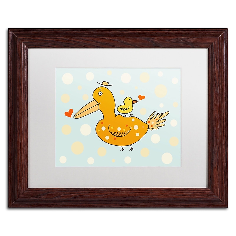 Trademark Carla Martell "Bird and Baby" Art, White Matte W/Wood Frame, 11" x 14" image 1