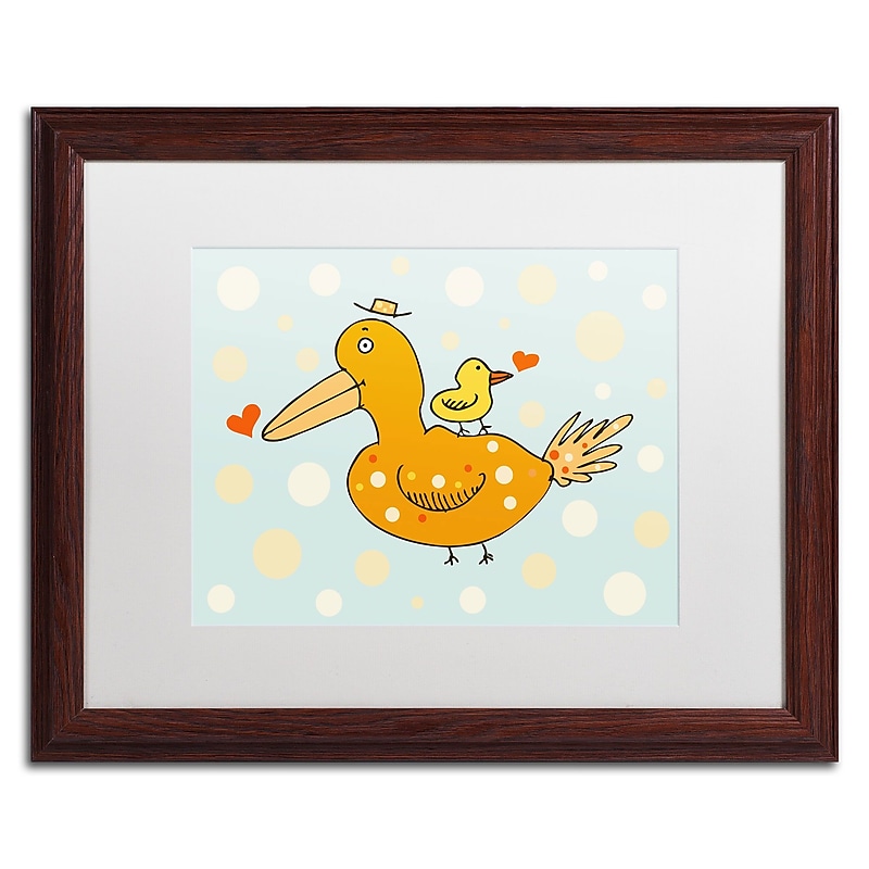 Trademark Carla Martell "Bird and Baby" Art, White Matte W/Wood Frame, 16" x 20" image 1