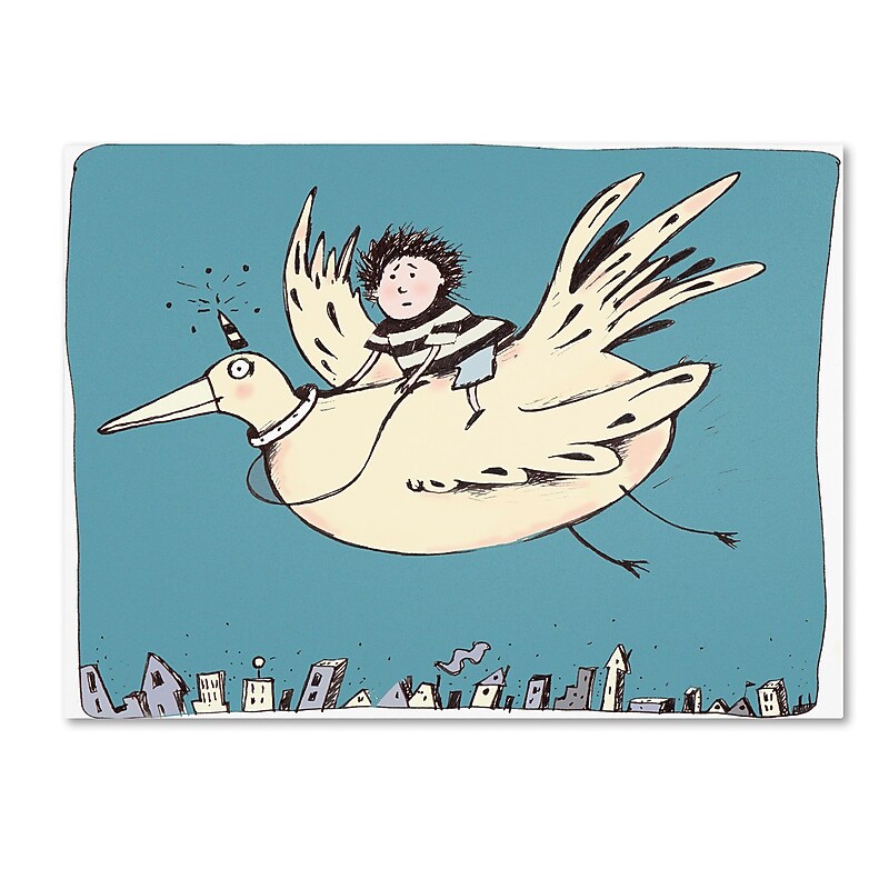 Trademark Carla Martell "Boy on Bird" Gallery-Wrapped Canvas Art, 14" x 19" image 1